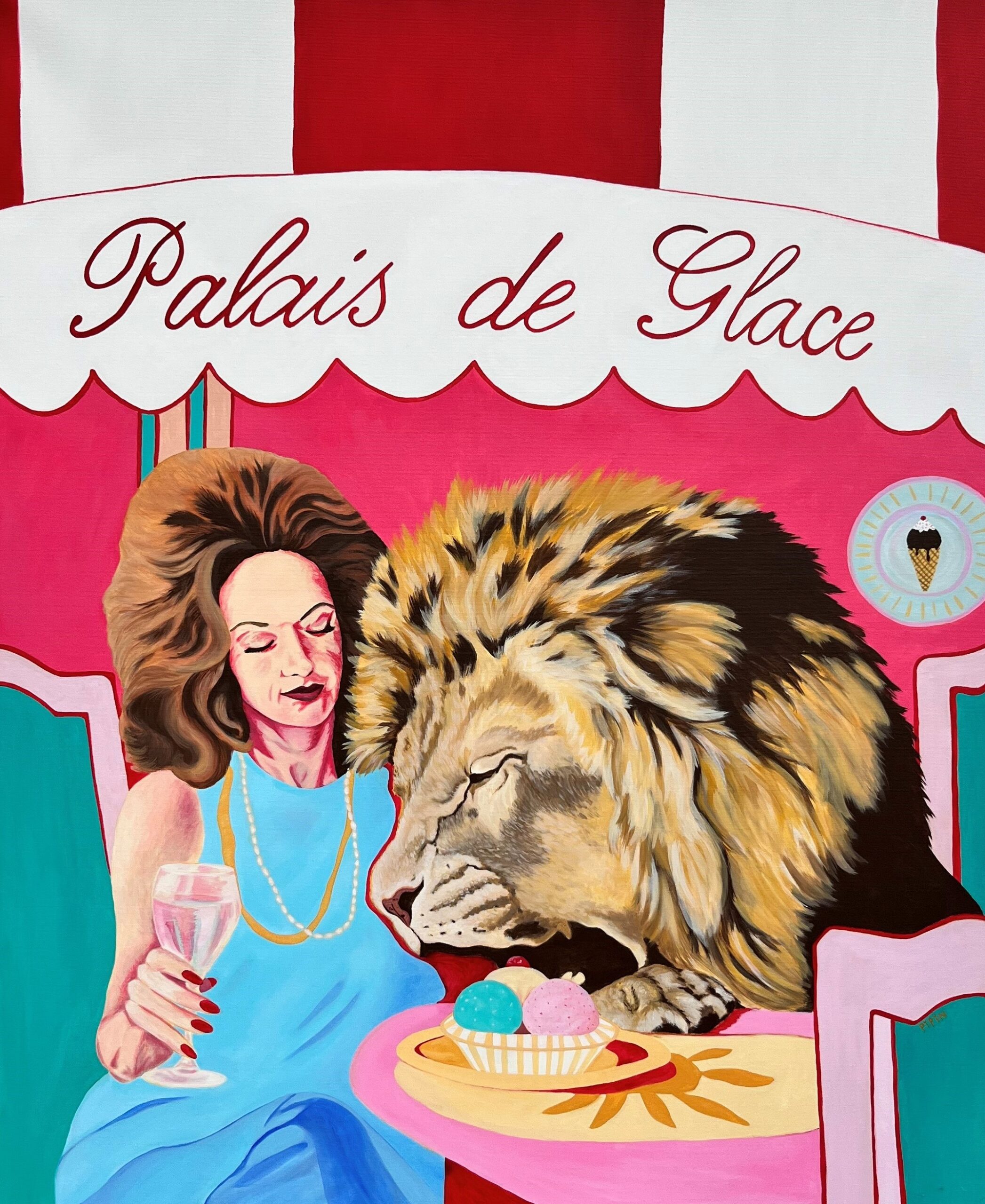 Zwei Mähnen auf ein Eis  |  Two Manes eating some icecream  |  100 x 120 cm  |  1200 € 
